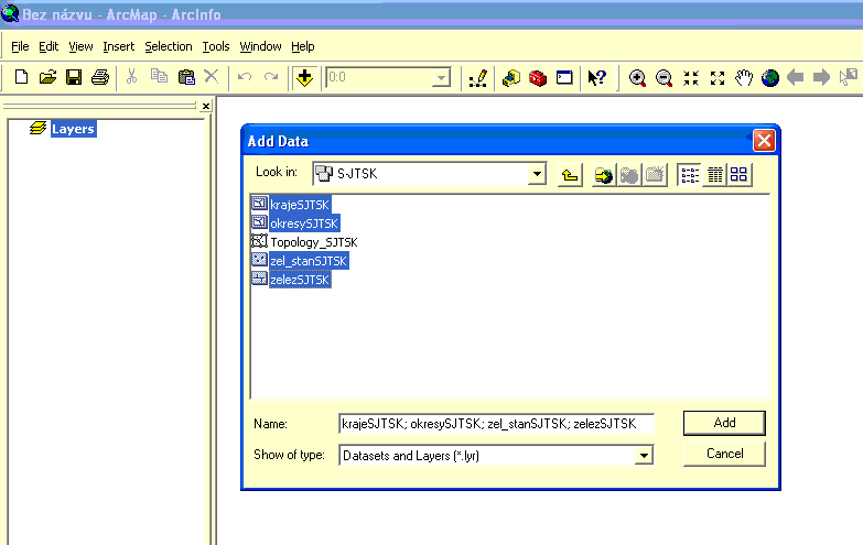 Načtení dat z personal geodatabase do prostředí ArcMap